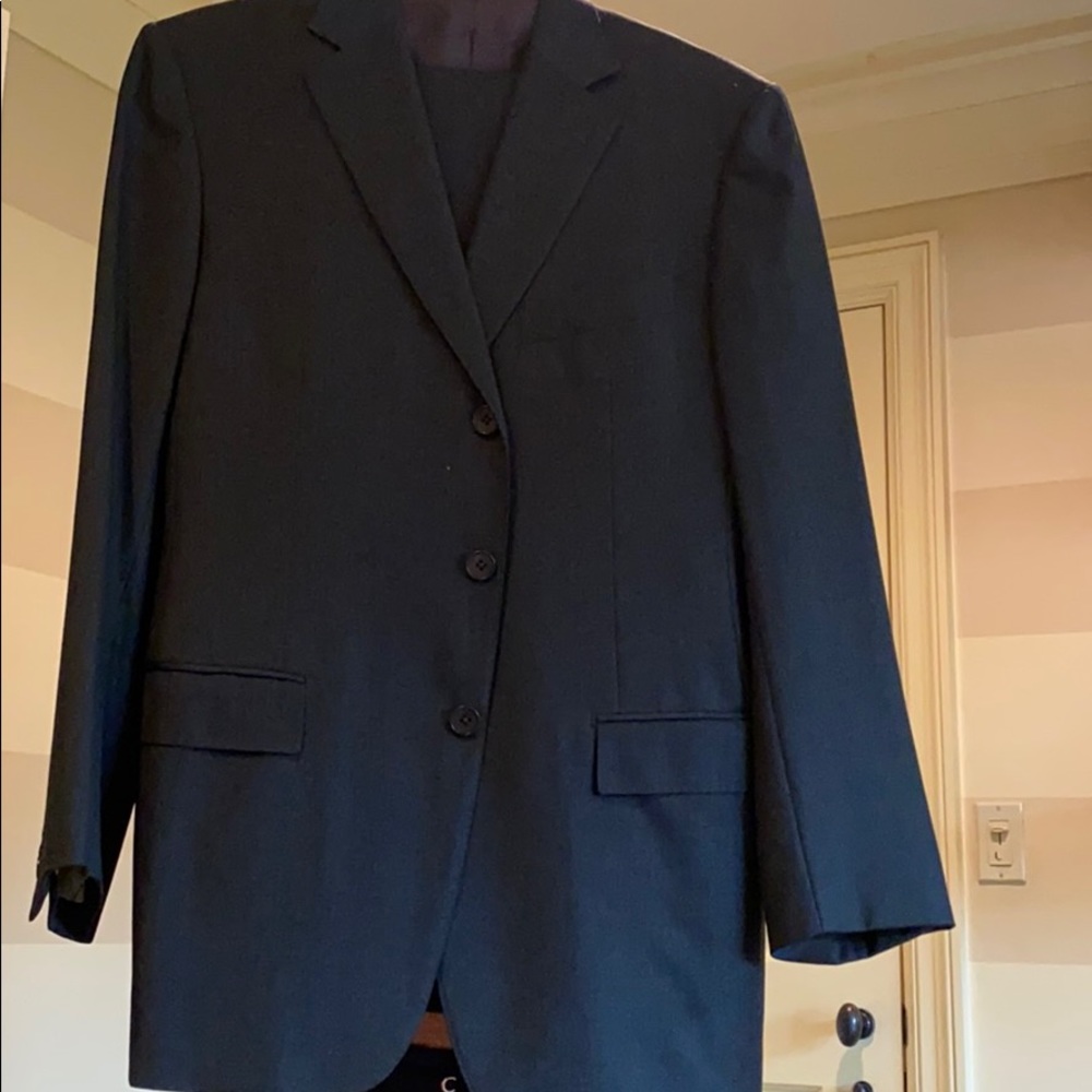 Men’s Zegna grey charcoal suit single breasted